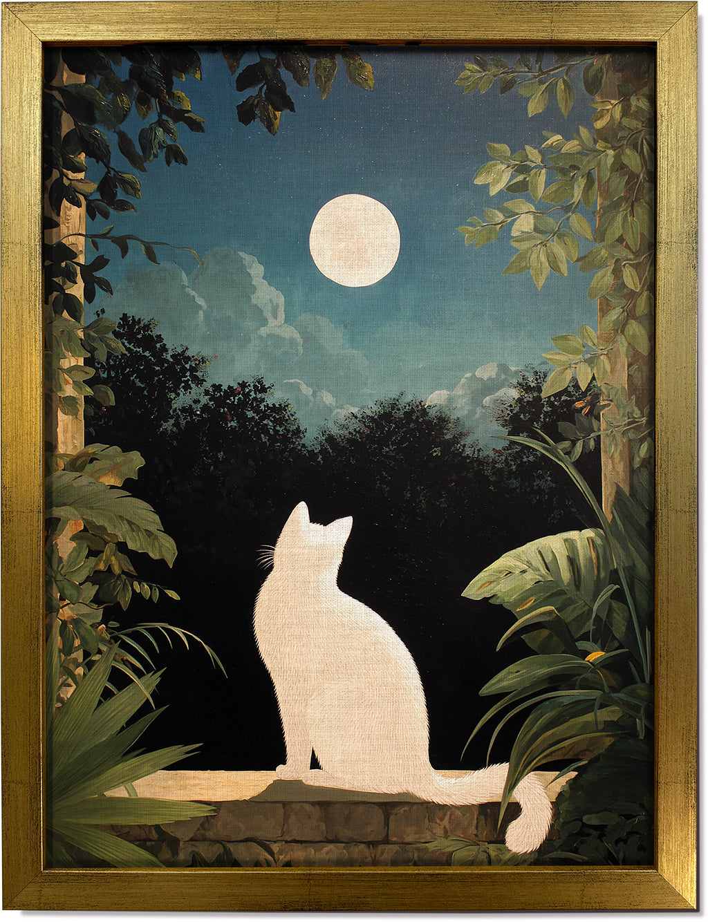 White Cat in the Moonlight