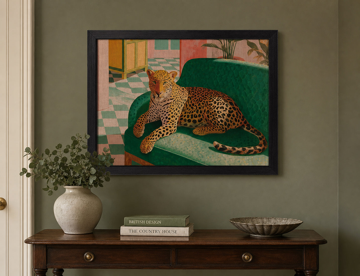 Leopard on the Green Couch
