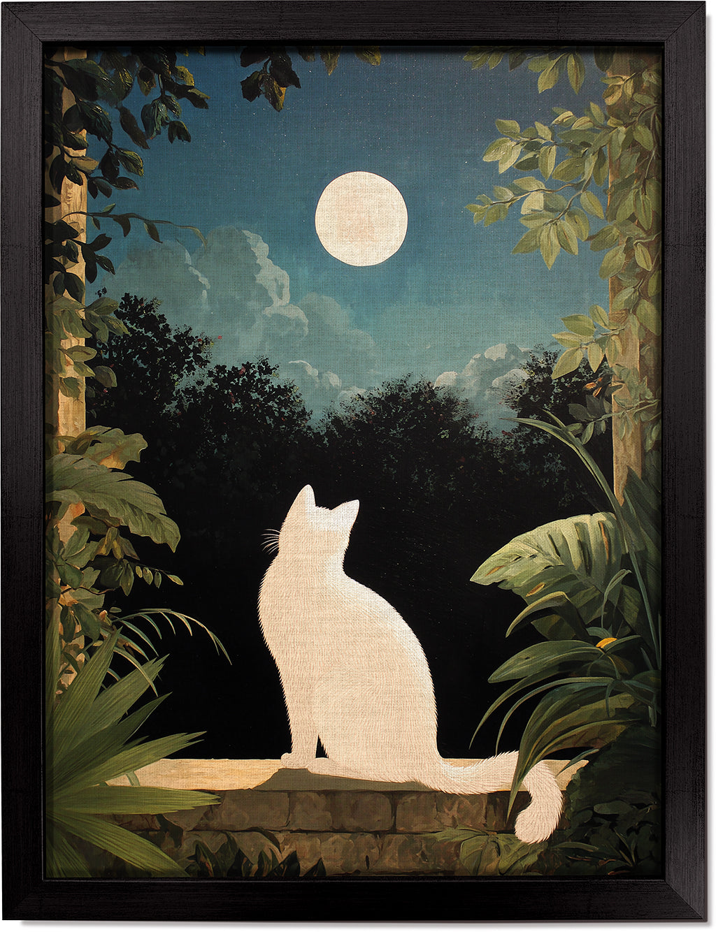 White Cat in the Moonlight