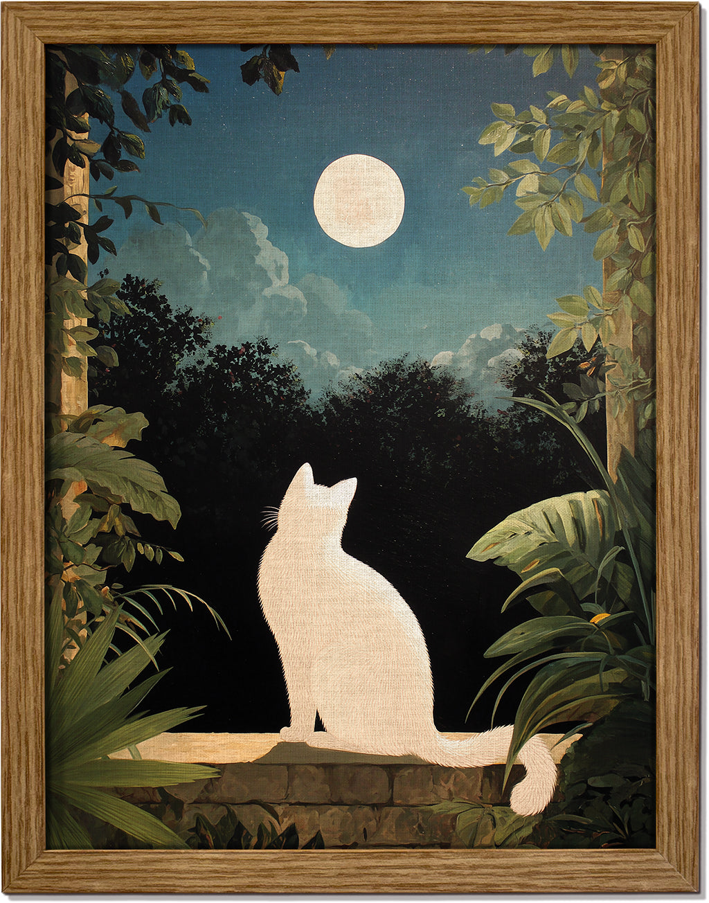 White Cat in the Moonlight