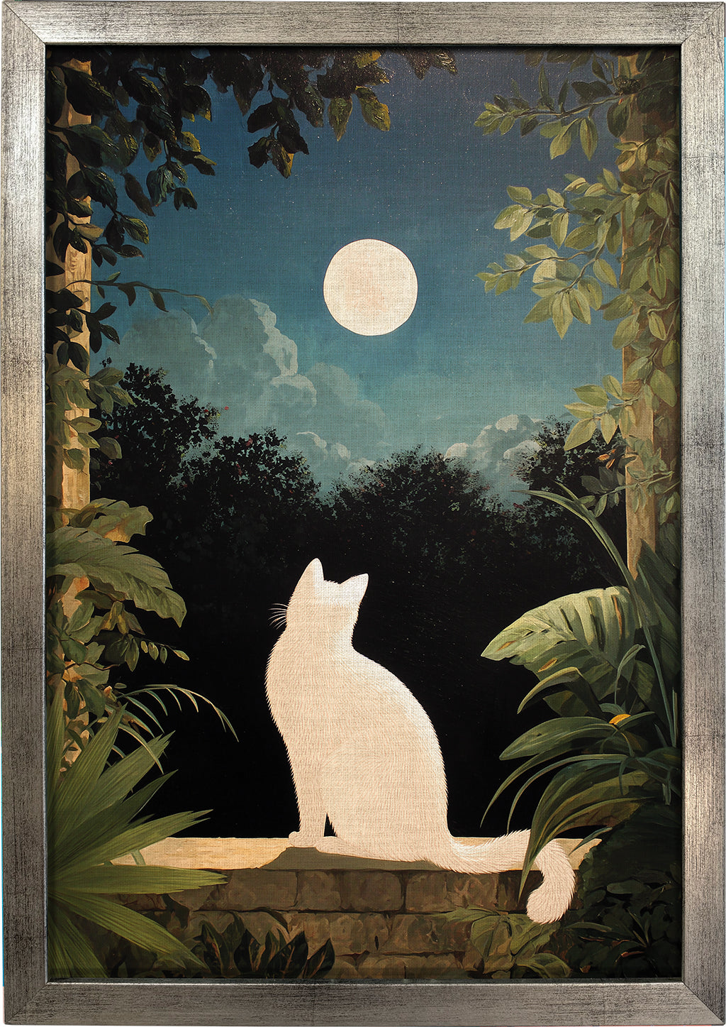 White Cat in the Moonlight