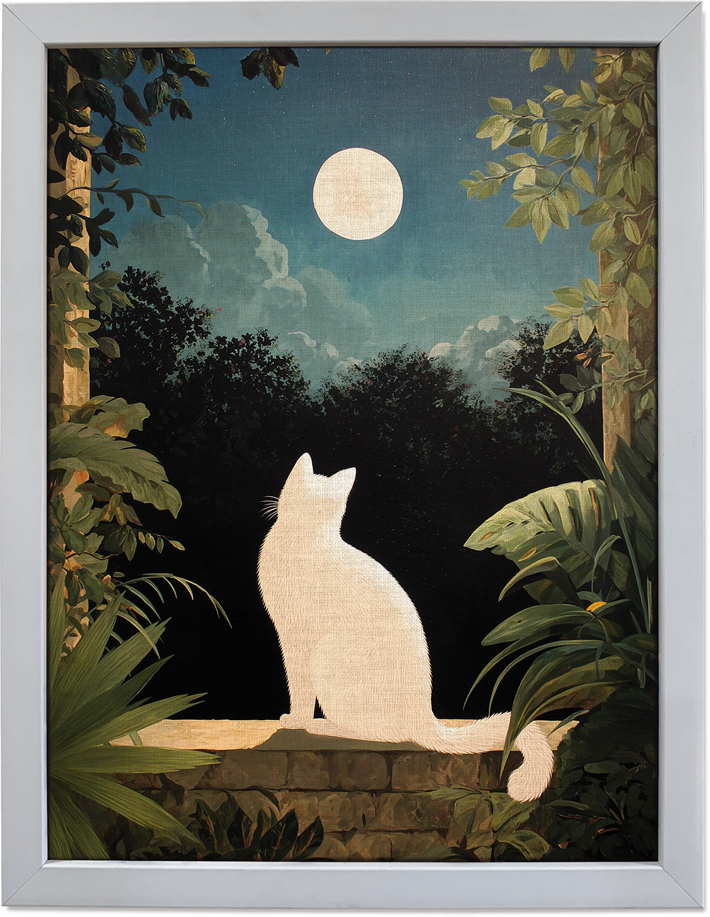 White Cat in the Moonlight