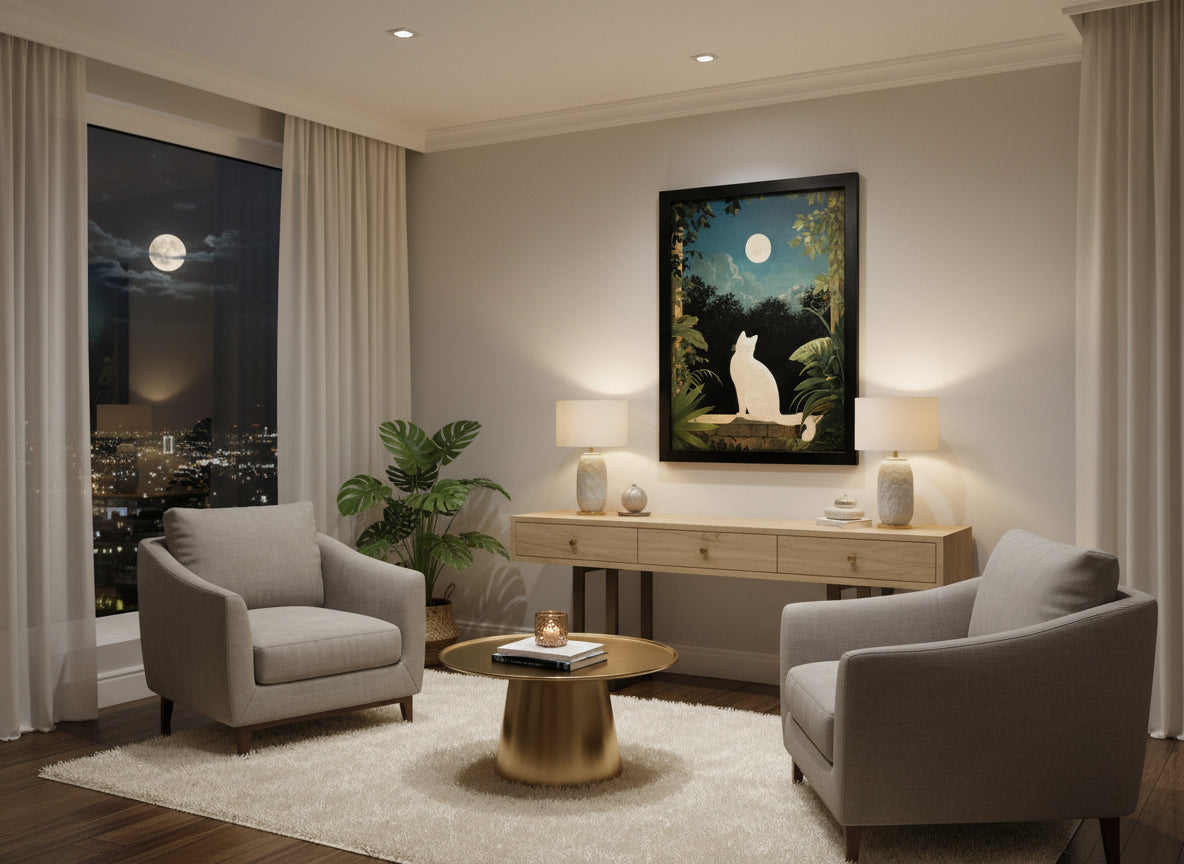 White Cat in the Moonlight