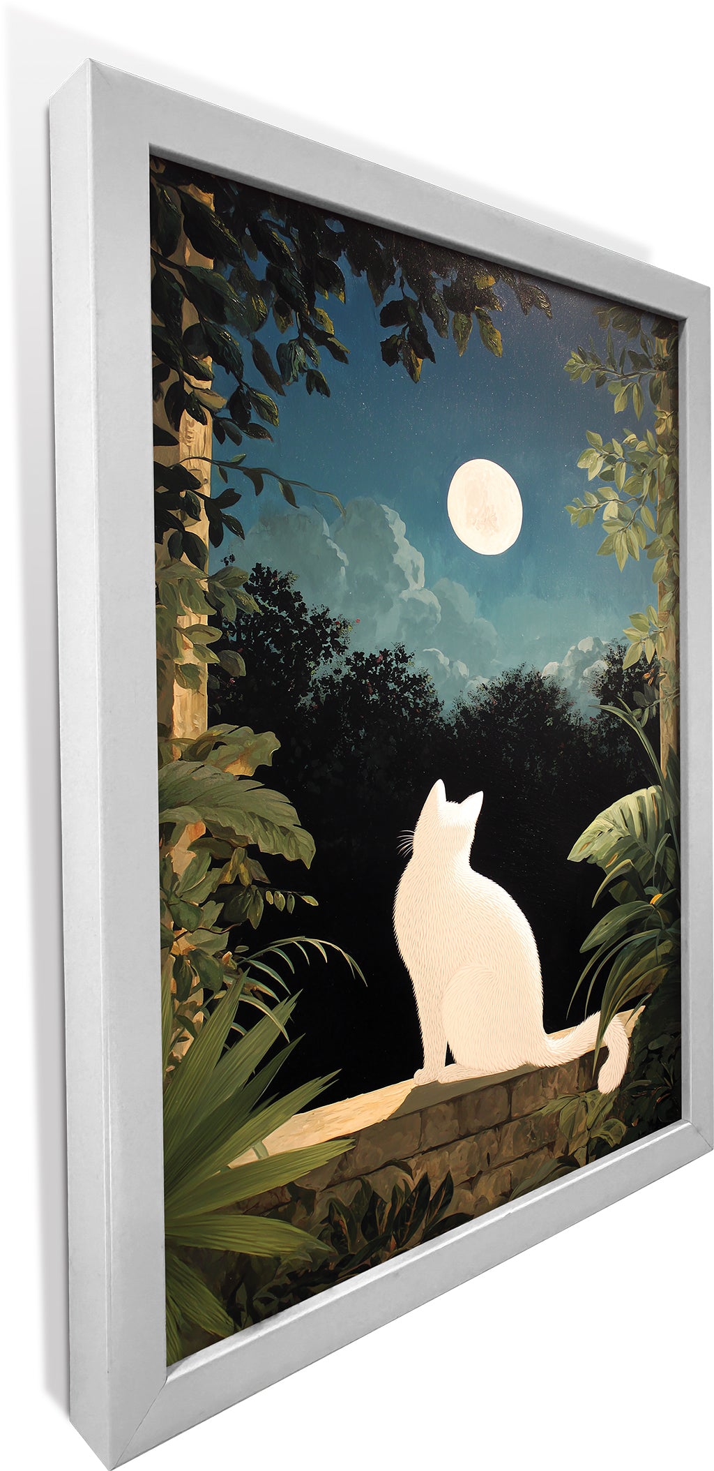 White Cat in the Moonlight